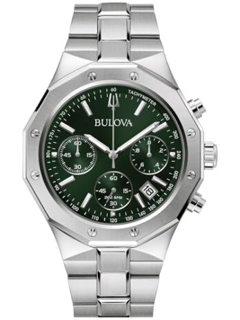Bulova メンズ クロノグラフ クォーツウォッチ ステンレススチールストラップ 96B409, シルバー, ブレスレット