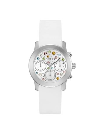 GUESS レディース 38mm 腕時計, ホワイト/シルバートーン/シルバー, one, モダン