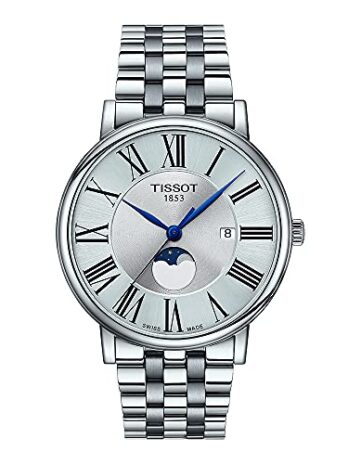 Tissot メンズ Tissot Carson プレミアム Gent Moonphase 316L ステンレススチールケース スイスクォーツウォッチ グレー ステンレススチール 20 (T1224231103300) グレー クォーツウォッチ, グレー, クォーツ腕時計。