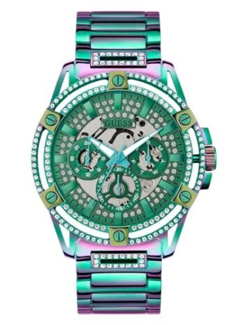 GUESS メンズ 48mm 腕時計, 玉虫色 / 玉虫色 / 玉虫色, クラシック