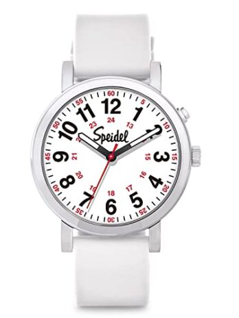 Speidel Glow ScrubWatch? エレクトロルミネッセンスダイヤル 看護師 医師 学生 3ATM 刻印可能, ホワイト, Scrub GLOW