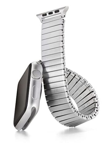 Speidel Twist-O-Flex メタル拡張 42mm / 44mm ステンレススチール ストレッチバンド 交換用 スマートウォッチシリーズ1 2 3 4 5インチ つや消し シルバー ブラック Size 12: First Wrist Size 19.5inches (7.7cm) シルバー