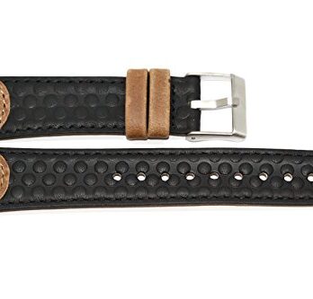 19 mmブラウン/ブラックペブルドDistressed Leather watch Band Fits Timex Expedition