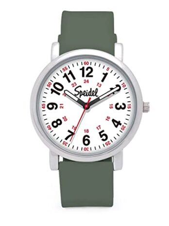 Speidel オリジナルスクラブウォッチ – 医療スクラブカラー 読みやすい文字盤 秒針 防水 アーミーグリーン