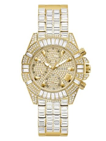 GUESS レディース 39mm 腕時計 – ゴールドトーンシャンパンダイヤル ゴールドトーンケース, ゴールド, ICONIC 40TH。