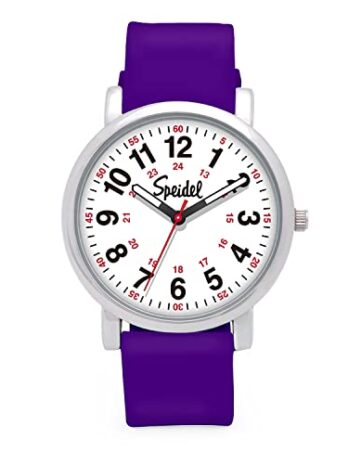 Speidel オリジナル スクラブウォッチ 看護師 医療専門家 学生用 ? さまざまな医療スクラブカラー 読みやすい文字盤 秒針付きミリタリータイム シリコンバンド 防水, パープル, オリジナルスクラブ