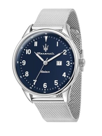 【公式正規品】マセラティTradizione SolaR45 mm Blue Matt Dial男性用ソーラー腕時計R885114602、10 ATM防水、日本スポーツ[2年保証]