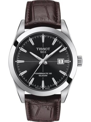 [ティソ] 腕時計 TISSOT ジェントルマン オートマティック パワーマティック80 シリシウム レザーベルト [正規輸入品] T1274071605101 メンズ ブラック文字盤