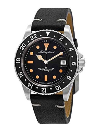 Mathey-Tissot Mathey ビンテージ自動巻きブラックダイヤルメンズ腕時計 H900ATLN