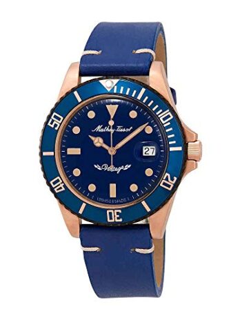Mathey-Tissot Rolly ビンテージブロンズ自動ブルーダイヤル メンズ腕時計 H901BZBU, ブルー, カジュアル。