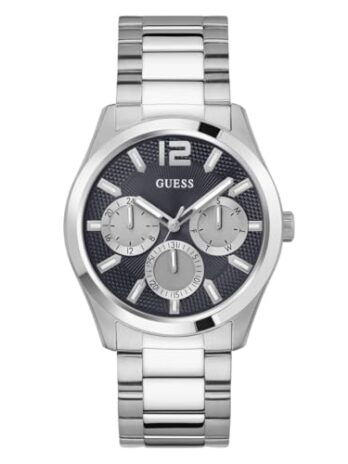 GUESS メンズ ステンレススチール アナログ ネイビーブルーダイヤル シルバーバンド 腕時計 -Gw0707G1, 文字盤の色:ネイビーブルー, Onesize, モダン
