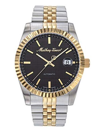 Mathey-Tissot オートマチックブラックダイヤル メンズウォッチ – H1810ATBN, ブラック, ブレスレット