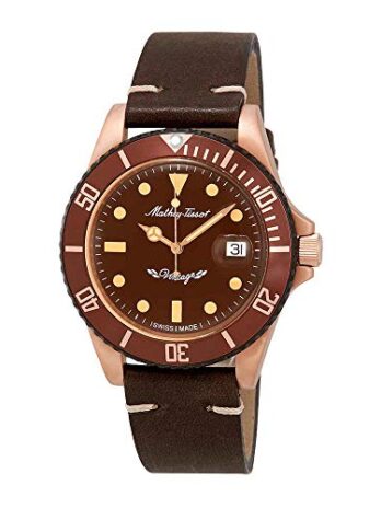 Mathey-Tissot Rolly ビンテージ ブロンズ 自動巻き ブラウンダイヤル メンズウォッチ H901BZM, サンドブラスト加工IPブラウンブロンズ。