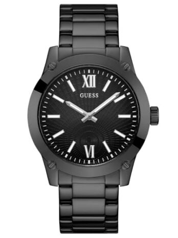 GUESS メンズ 44mm 腕時計, ブラック/ブラック/ブラック, モダン