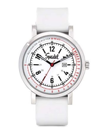 Speidel (スパイデル) Scrub Watch? 脈拍計 30V1 看護師 医師 医療専門家 学生 – 男性 女性 男女兼用 読みやすい文字盤 秒針付きミリタリータイム シリコンバンド 防水, ホワイト, 38 mm, スクラブ 30