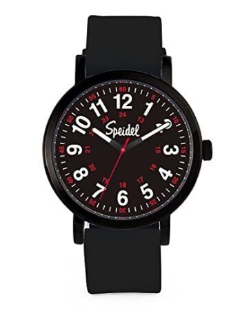 Speidel (スペイデル) オリジナル スクラブウォッチ? 看護師、医療専門家、学生向け ? 様々な医療スクラブカラー、読みやすい文字盤、秒針付きミリタリータイム、シリコンバンド、防水, ブラック, Original – 38mm, ブラックケース/文字盤