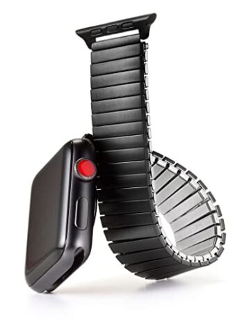 Speidel Twist-O-Flex メタル拡張 42mm / 44mm ステンレススチール ストレッチバンド 交換用 スマートウォッチシリーズ1 2 3 4 5インチ つや消し シルバー ブラック Size 7: First Wrist Size 17inches (6.7cm) ブラック
