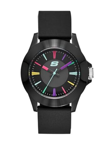 Skechers Women’s Rosencrans Midsize Quartz Plastic and Silicone Casual Watch, Color: Black (Model: SR6079)