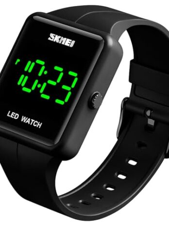 大きな文字盤 LED デジタル腕時計 日付 時間 3バー 防水 腕時計 メンズ レディース スポーツウォッチ, ブラック-ローズゴールド。, デジタル