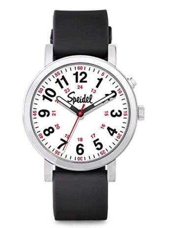 Speidel Glow ScrubWatch? エレクトロルミネッセンスダイヤル 看護師 医師 学生 3ATM 刻印可能, ブラック, 38 mm, Scrub GLOW