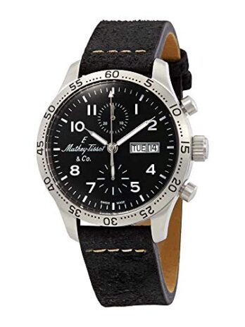 Mathey-Tissot タイプ21 クロノ オートマチック クロノグラフ ブラックダイヤル メンズ腕時計 H1821CHATLNG, ブラック, クロノグラフ。
