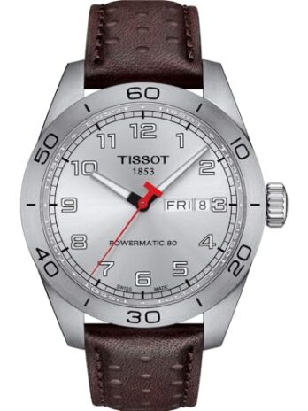 Tissot メンズ PRS 516 Powermatic 80 316L ステンレススチールケース 自動巻き腕時計 ブラウン レザー 20 (T1314301603200), ブラウン, 自動巻き腕時計。