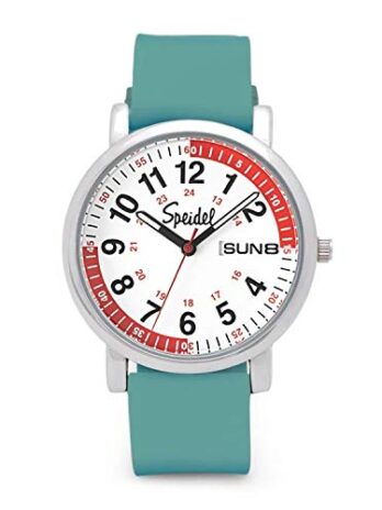 Speidel スクラブ30腕時計 医療専門家用 スクラブマッチング ティールシリコンバンド パルソメーター 日付ウィンドウ 読みやすい文字盤 秒針 看護師のミリタリータイム
