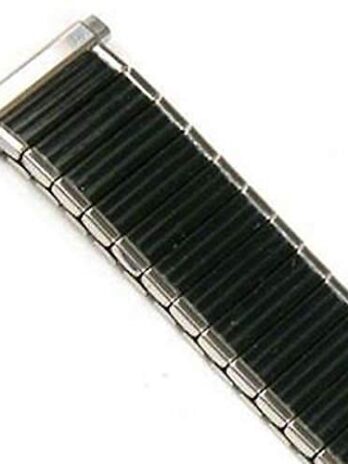 時計バンド拡張Strechメタルブラックwithシルバーカラーエッジフィット16 mm to 19 mm Extra Long 7インチ