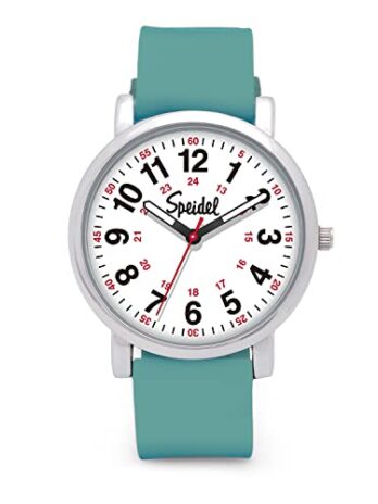 Speidel オリジナルスクラブウォッチ – 医療用スクラブカラー 読みやすい文字盤 秒針 防水 ティールバンドが刻印されています。
