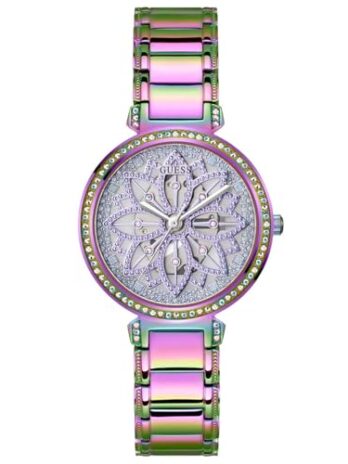 GUESS レディース 36mm 腕時計, 玉虫色 / 玉虫色 / ラベンダー, LILY。