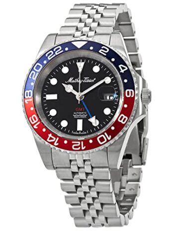 Mathey-Tissot GMT 自動ブラックダイヤル ペプシベゼル メンズ腕時計 H903ATAR, ブラック///ホワイト, モダン