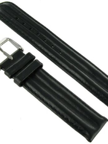 18 mm Speidel Heavyサドル本革Padded Stitched Black時計バンドRegular