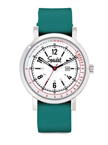 Speidel Scrub Watch? パルスメーター 30 V1 看護師 医師 医療専門家 学生用 メンズ レディース ユニ 読みやすい文字盤 秒針付きミリタリータイム シリコンバンド 防水, Hunter Green, スクラブ 30