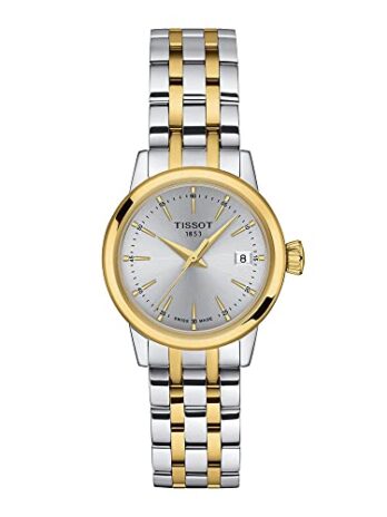 Tissot レディース クラシック ドリーム レディ 316L ステンレススチールケース イエローゴールド PVD コーティング クォーツウォッチ イエロー/グレー ステンレススチール 14 (T1292102203100), ゴールド, クォーツ腕時計。