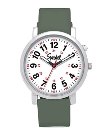 Speidel Glow Scrub Watch? エレクトロルミネセンス 看護師 医師 医療専門家 学生 メンズ レディース ユニ 読みやすい文字盤 ミリタリータイム 秒針 シリコンバンド 防水, Engraved with Army Green Band, スクラブグロー