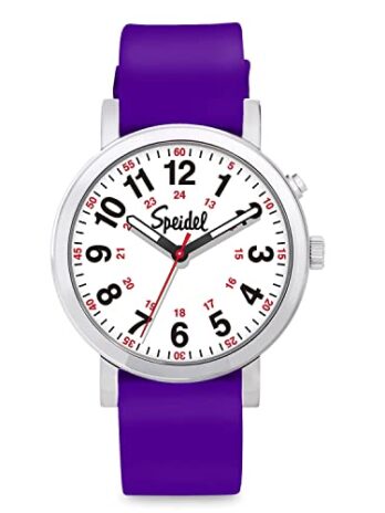 Speidel Glow ScrubWatch? エレクトロルミネッセンスダイヤル 看護師 医師 学生 3ATM 刻印可能, パープル, Scrub GLOW
