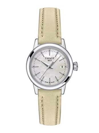 Tissot レディース クラシック ドリーム レディ 316L ステンレススチールケース クォーツウォッチ ベージュ レザー 14 (T129210161100), ベージュ, クォーツ腕時計。