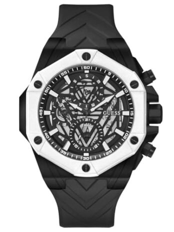 GUESS メンズ 47mm 腕時計, ブラック/ブラック/ブラック, モダン