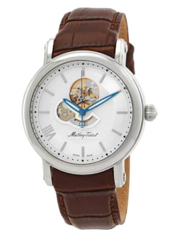 Mathey-Tissot ホワイトダイヤル自動腕時計 男性用 – H7053AI, ブラウン, モダン