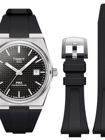 Stanchev Tissot PRXウォッチシリーズ用ストラップ ソフトフロロラバーバンド Tissot PRX Powermatic 80,12mm メンズ レディース 交換用 FKMバンド Tissot PRXシリーズウォッチ40mm用, for 40mm watch, シリコーン, 宝石なし