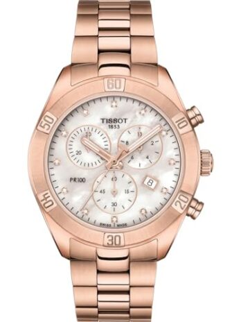 Tissot orologio uomo PR 100 Sport Chic Chronograph 38mm acciaio pvd oro rosa quarzo T101.917.33.116.00