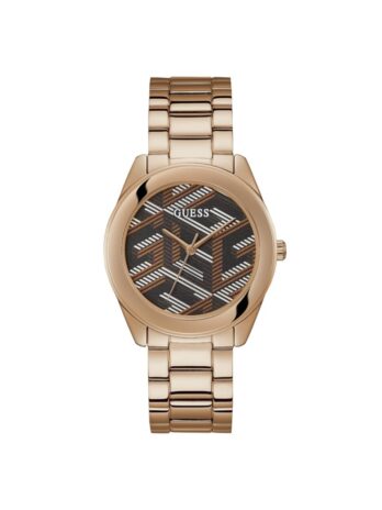GUESS レディース 40mm 腕時計 – ローズゴールドトーン ブレスレット チョコレートブラウンダイヤル ローズゴールドトーンケース, ピンク, クラシック