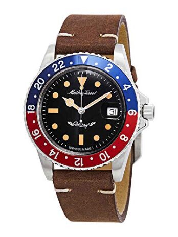 Mathey-Tissot Rolly ヴィンテージ自動ブラックダイヤル ペプシベゼル メンズ腕時計 H900ATLR, シルバートーン