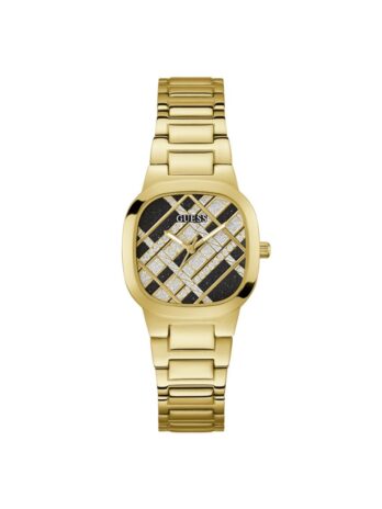 GUESS レディース 32mm 腕時計 – ゴールドトーンブレスレット マルチダイヤル ゴールドトーンケース, ゴールド, クラシック