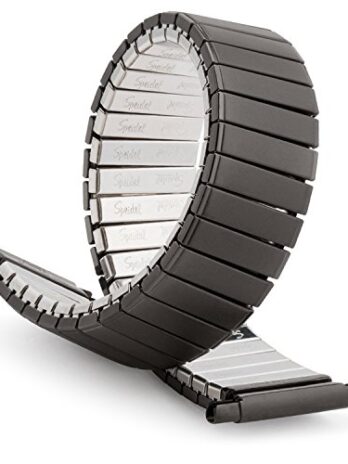 Speidel メンズ Twist-O-Flex ステンレススチール ストレッチメタル 交換用拡張腕時計バンド 自動調整 ストレートまたはカーブエンド 16mm 17mm 18mm時計用, ブラック, Curved End, カジュアル、クラシック