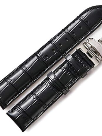 DISMAY アリゲーターエンボスレザー腕時計バンドストラップ ティソ腕時計用 19MM ブラック
