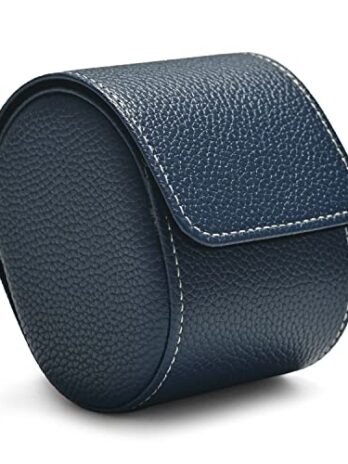 Oirlv ラグジュアリー レザー トラベル ウォッチケース シングルウォッチボックス メンズ レディース ポータブル ジュエリー ウォッチ ストレージ ロール オーガナイザー (ブルー)