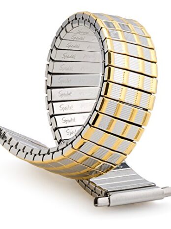 Speidel メンズ ステンレススチール 快適ストレッチ 腕時計バンド デュアルトーン 交換用ストラップ 16-22mm ストレートエンド クラスプなし