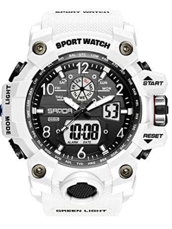 KXAITO メンズ腕時計 スポーツ アウトドア 防水 ミリタリー 腕時計 日付 多機能 タクティクス LED アラーム ストップウォッチ, 3169_0_ホワイト。, L, ミリタリー