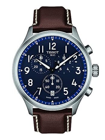 Tissot メンズ クロノグラフ 腕時計 クロノ XL ヴィンテージブルー T116.617.16.042.00, ブラウン, ストラップ